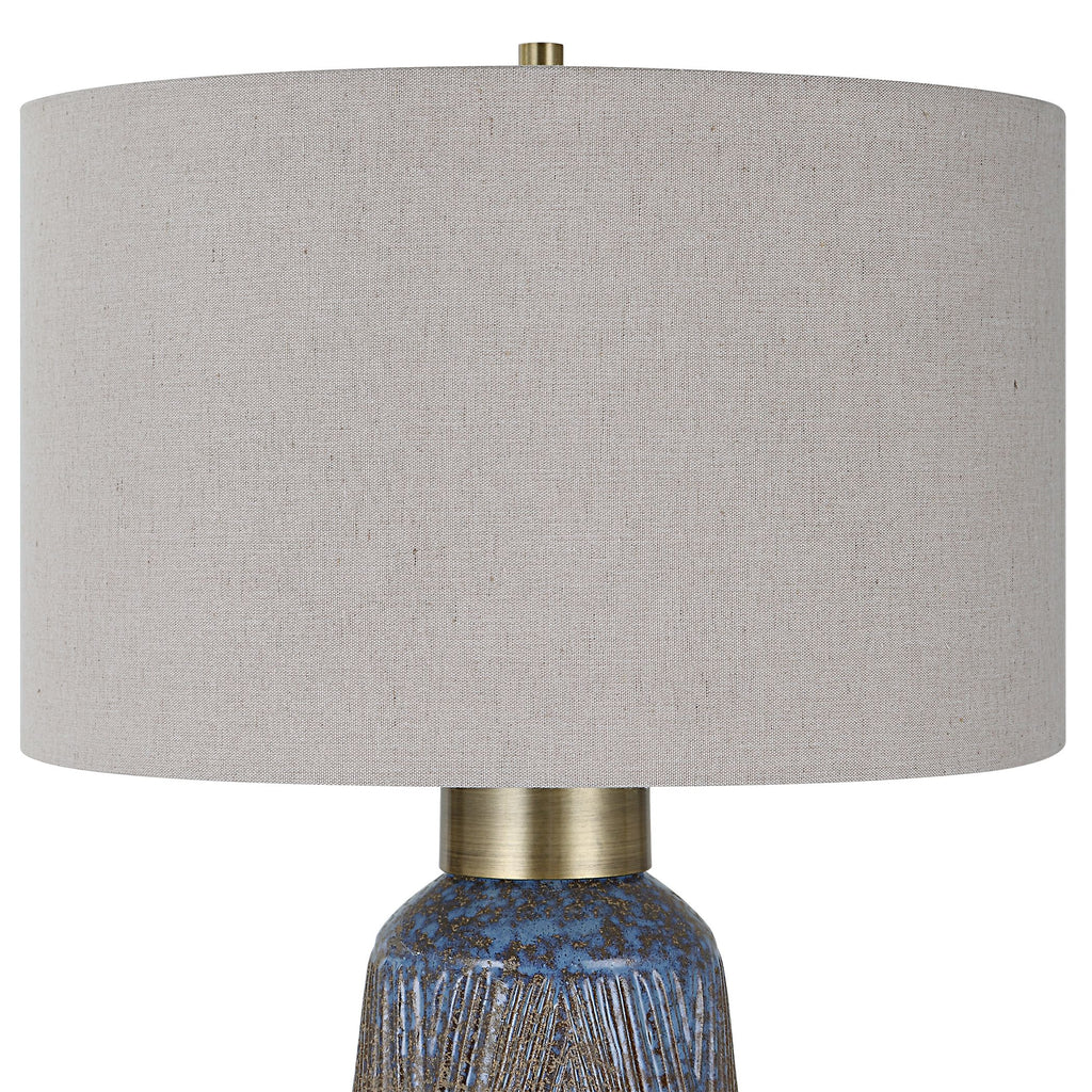 Venice Beach Boho Ceramic Table Lamp | Green & Indigo- Alternate Image