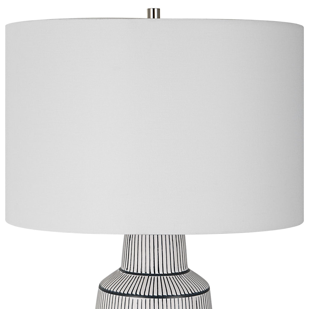 Village Boho Nautical Stripe Table Lamp - Satin White- Alternate Image