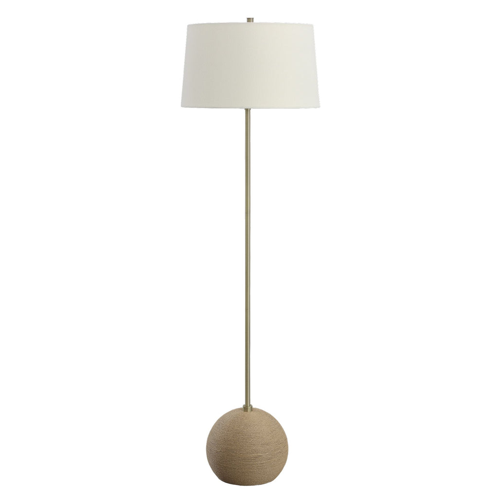 Venice Beach Boho Brass Floor Lamp | Rattan Elegance- Alternate Image