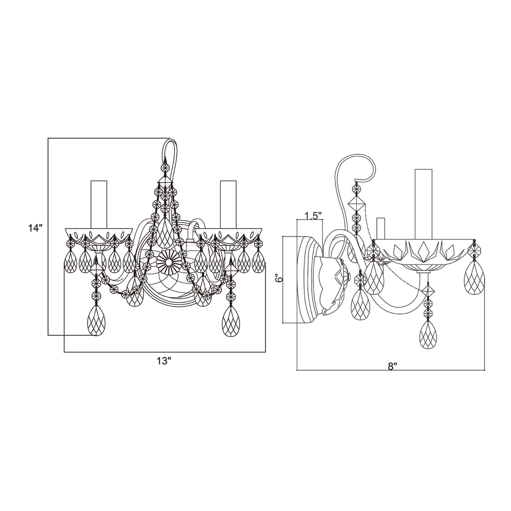 Crystorama Butler 14'' Sconce - Product Dimensions