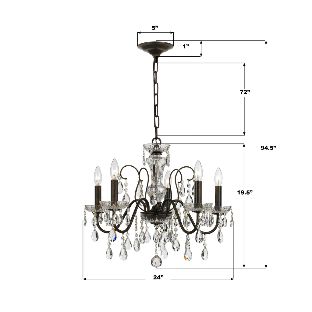 3025-EB-CL-MWP Butler 24'' Chandelier | Dimensions Image