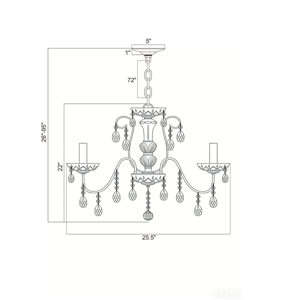 Crystorama Butler 25.5'' Chandelier - Product Dimensions