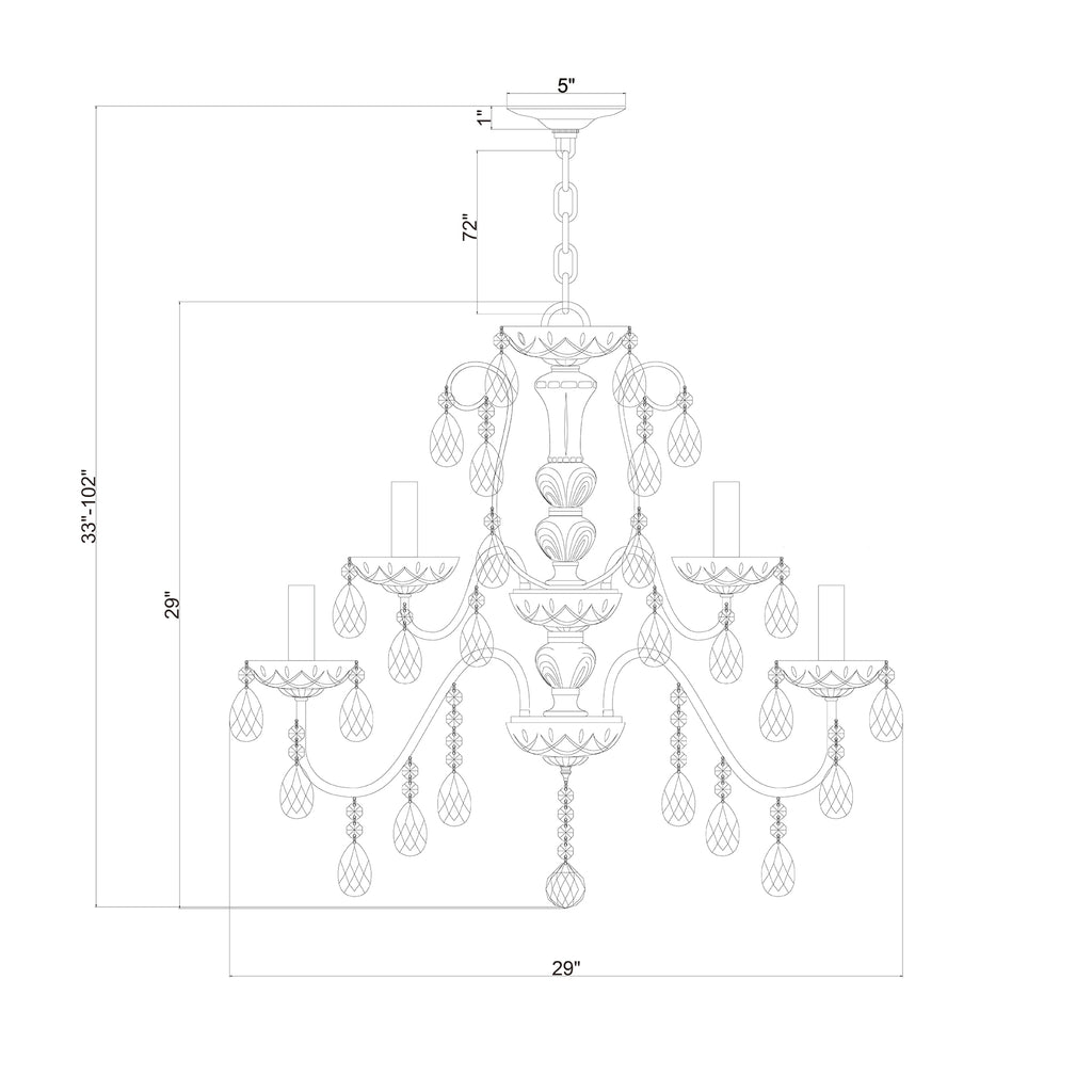 Crystorama Butler 29'' Chandelier - Product Dimensions
