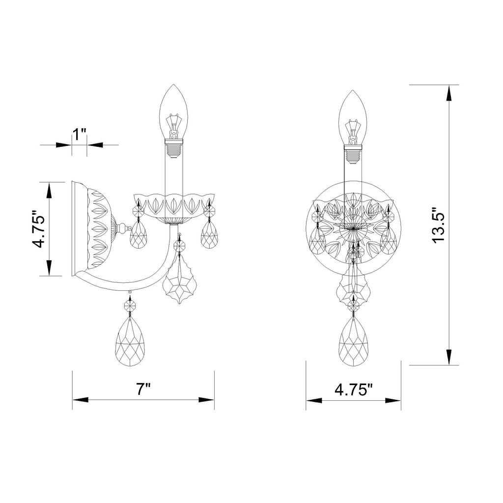 Crystorama Imperial 4.75'' Sconce - Product Dimensions