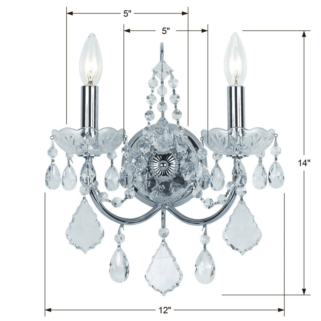 3222-CH-CL-MWP_ULN Imperial 2 Light Sconce | Dimensions Image