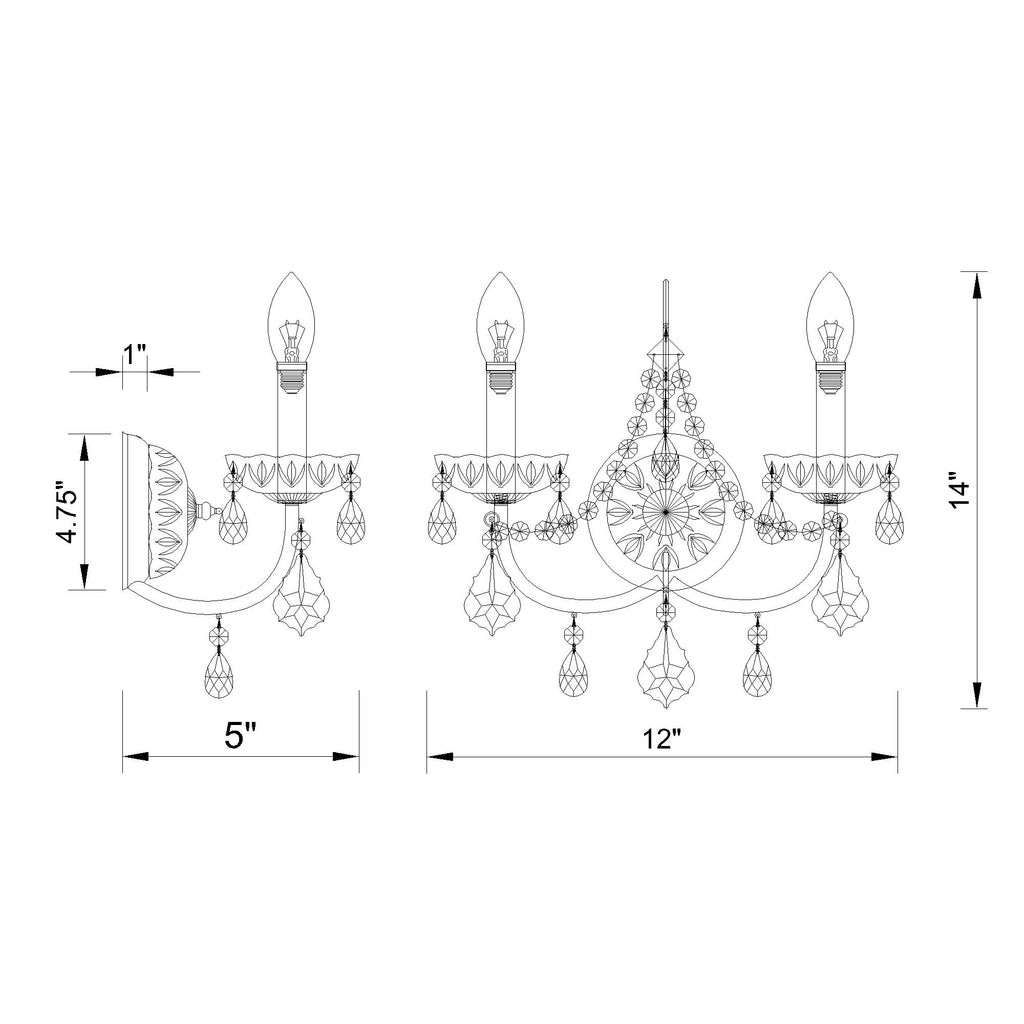 Crystorama Imperial 12'' Sconce - Product Dimensions