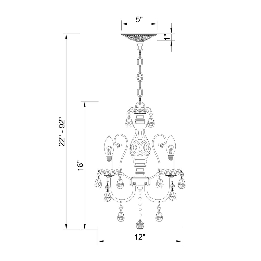 Crystorama Imperial 12'' Chandelier - Product Dimensions