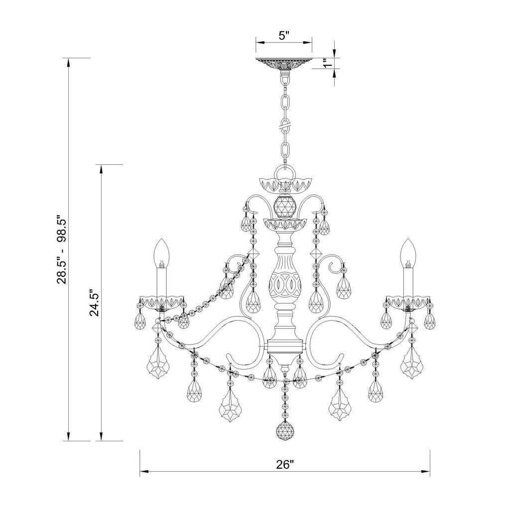 Crystorama Imperial 26'' Chandelier - Product Dimensions