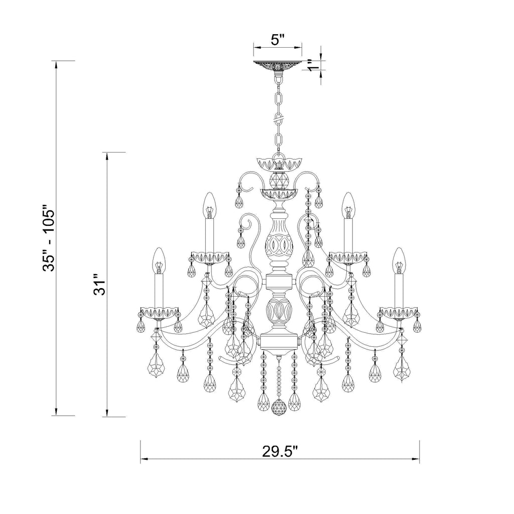 Crystorama Imperial 29.5'' Chandelier - Product Dimensions