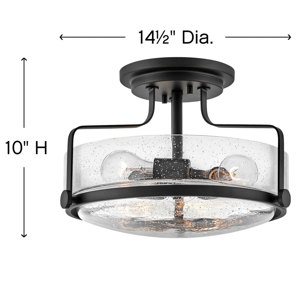 3641BK-CS Harper 3 Light Semi-Flush Mount|Dimensions Image