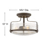 3641OZ-CS Harper 3 Light Semi-Flush Mount|Dimensions Image