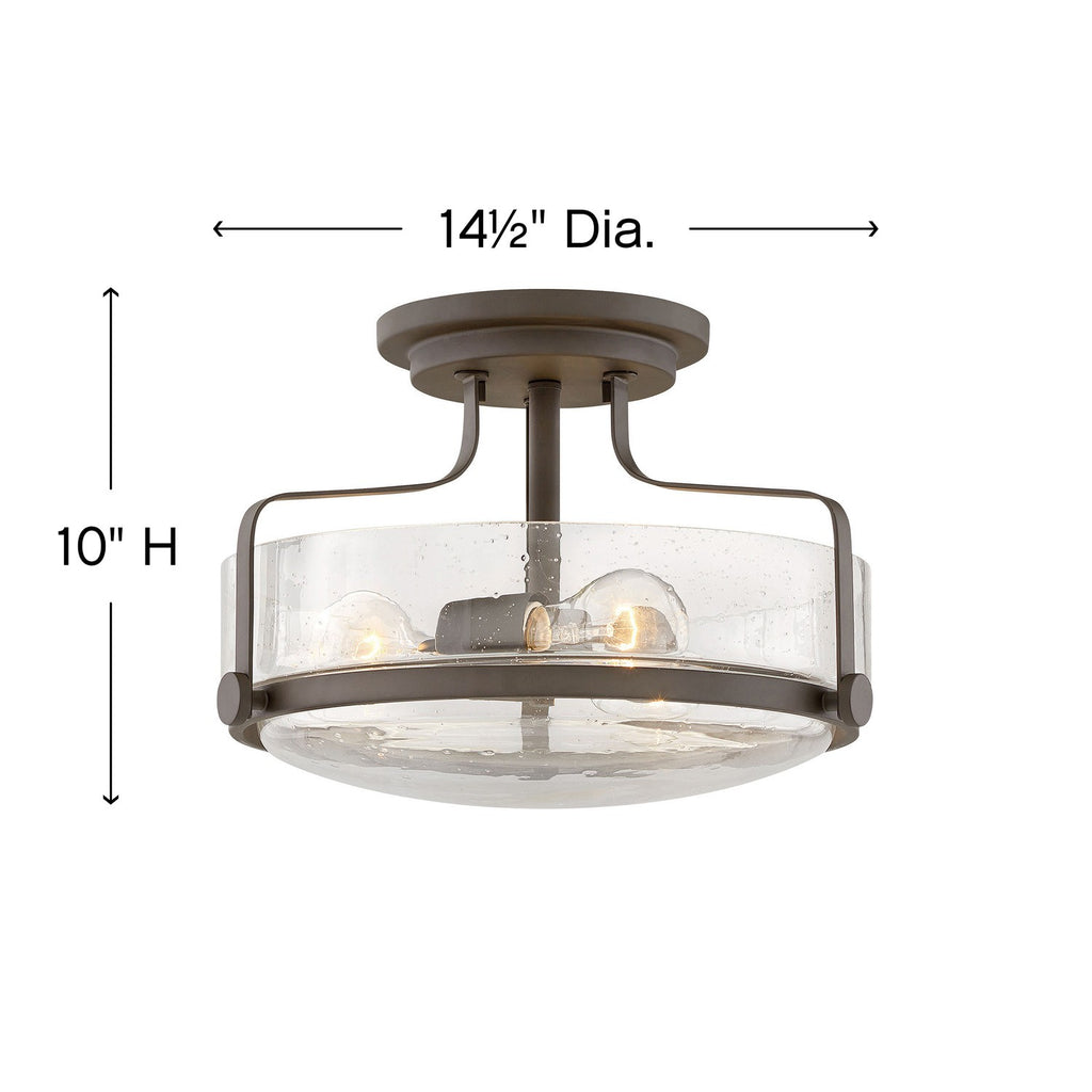 3641OZ-CS Harper 3 Light Semi-Flush Mount|Dimensions Image