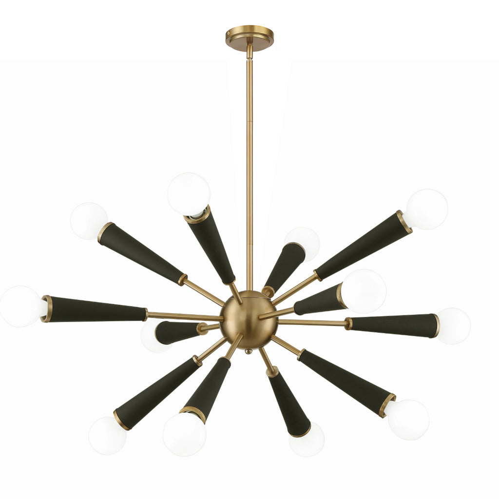 Crystorama Zodiac 34'' Chandelier in Aged Brass - Front View
