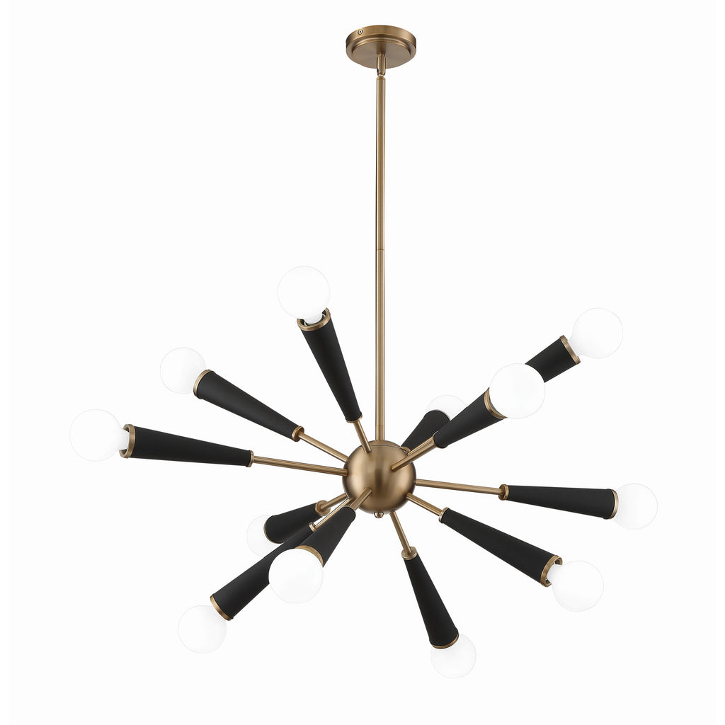 Crystorama Zodiac 34'' Chandelier in Aged Brass - Additional View