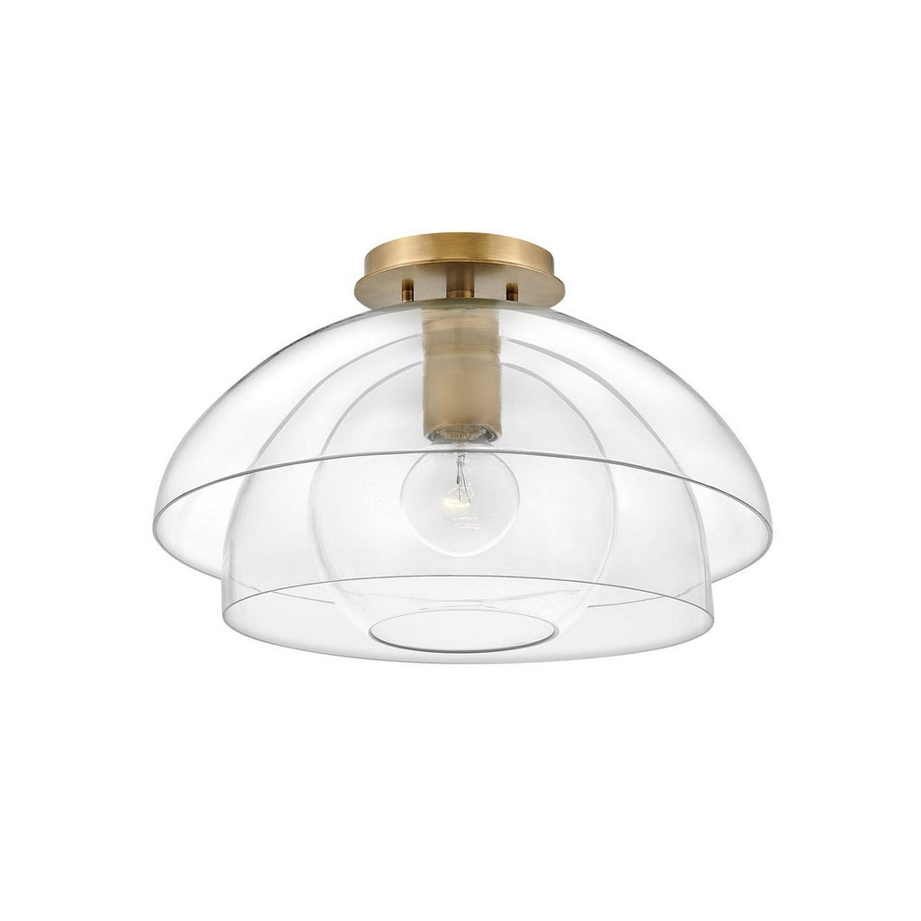 39061HBR Lotus 1 Light Semi Flush Mount|Main Image