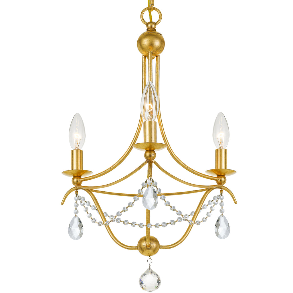 Crystorama Hand Cut 15.5" Chandelier in Antique Gold - Additional View