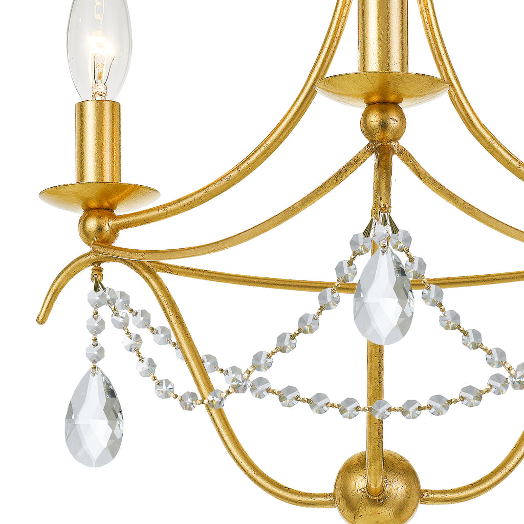Crystorama Hand Cut 15.5" Chandelier in Antique Gold - Additional View