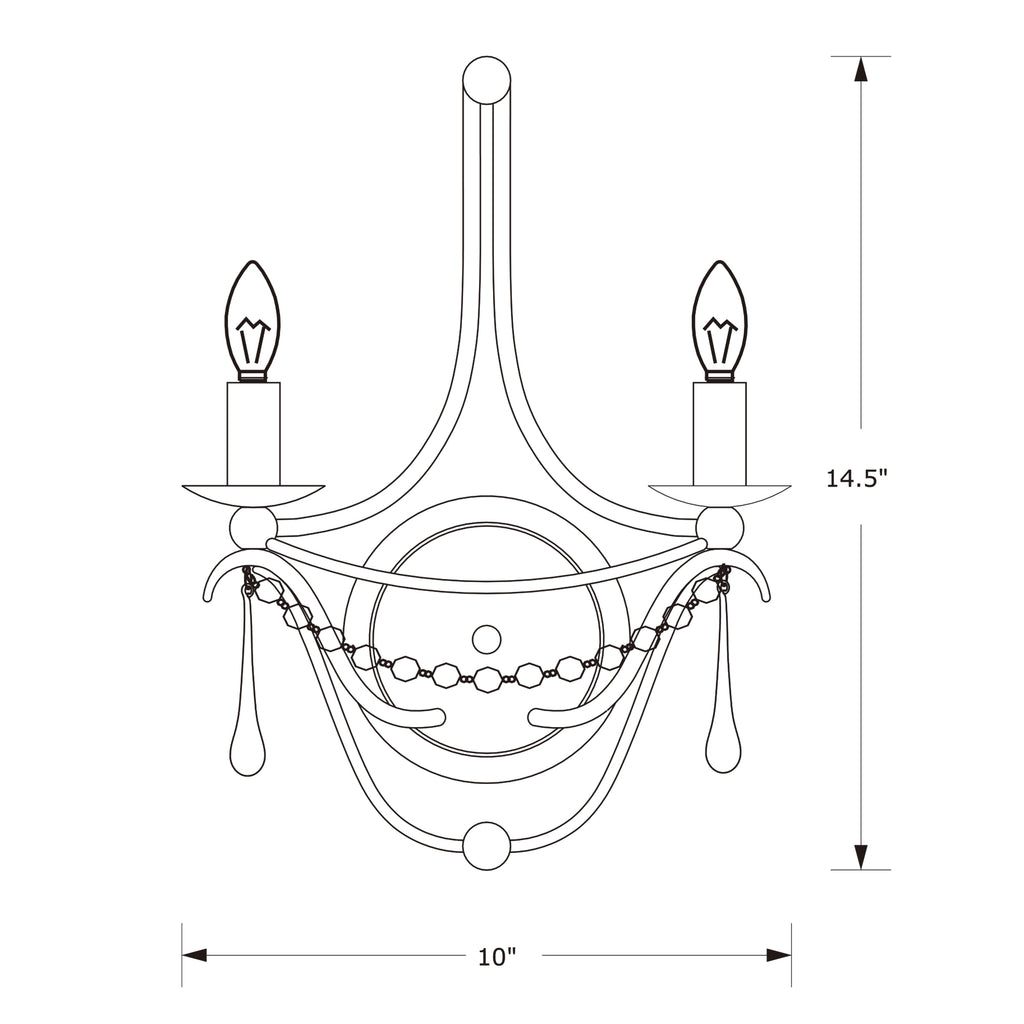 Crystorama Metro 10'' Sconce - Product Dimensions