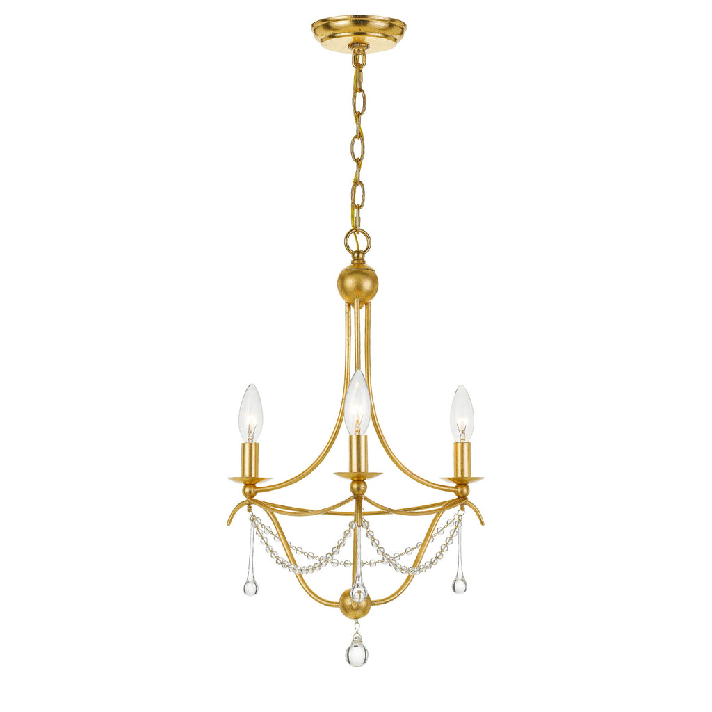 Crystorama Metro 15.5'' Chandelier in Antique Gold - Front View