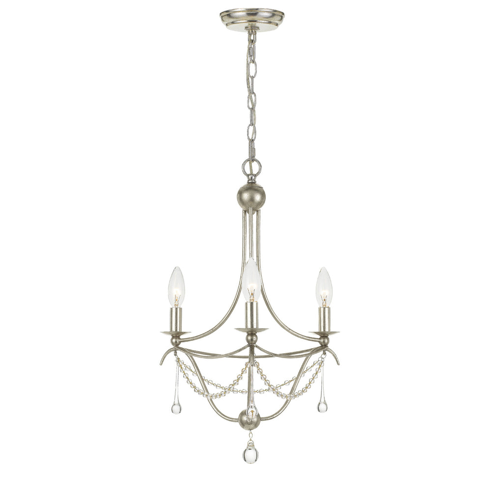 Crystorama Metro 15.5'' Chandelier in Antique Silver - Front View
