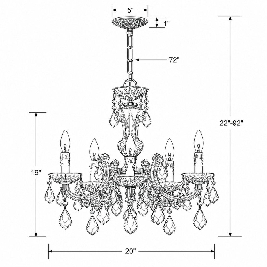 Crystorama Maria Theresa 20'' Chandelier - Product Dimensions