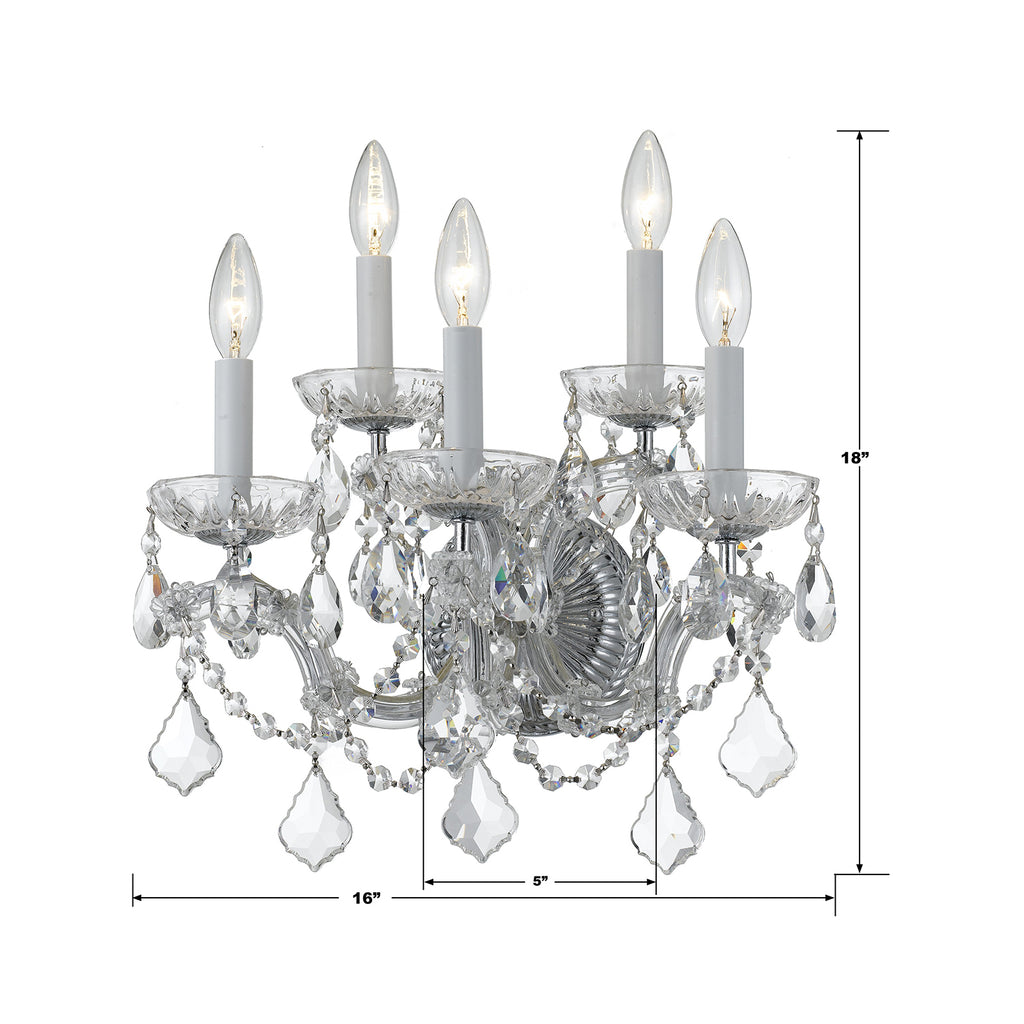 4404-CH-CL-SAQ Maria Theresa 5 Light Sconce | Dimensions Image