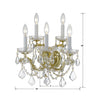 Park Avenue Classic Wall Mount - 5-Light Traditional Fixture with Crystal Accents | Item Dimensions