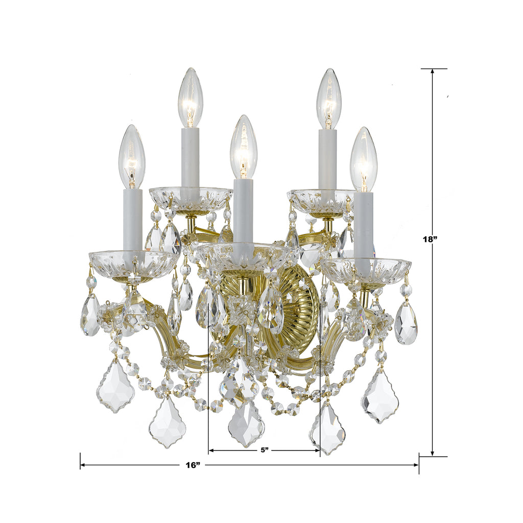 4404-GD-CL-MWP Maria Theresa 5 Light Sconce | Dimensions Image