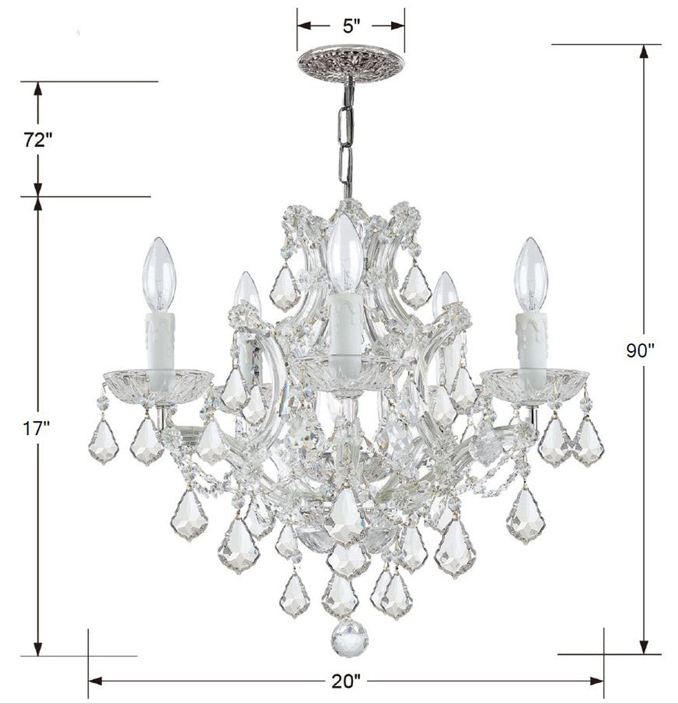 4405-CH-CL-S Maria Theresa 6 Light Chandelier | Dimensions Image