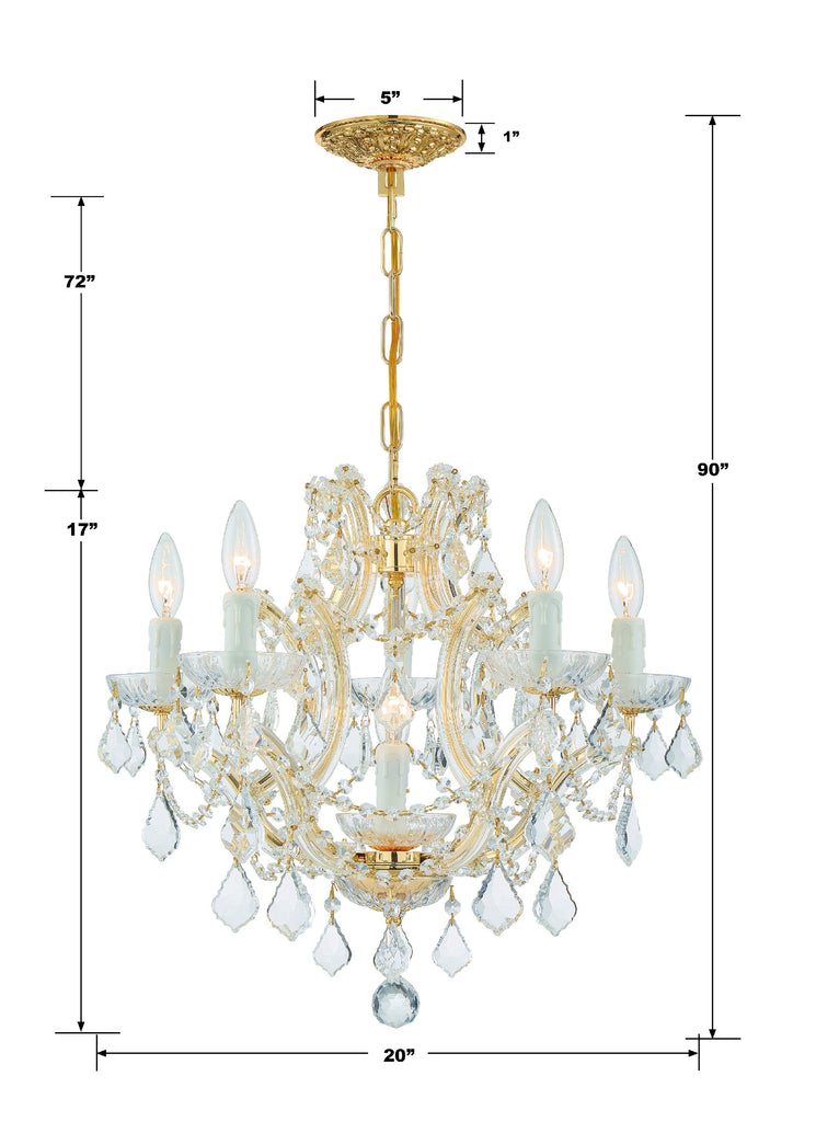 4405-GD-CL-I Maria Theresa 6 Light Chandelier | Dimensions Image