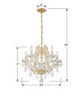 4405-GD-CL-SAQ Maria Theresa 6 Light Chandelier | Dimensions Image