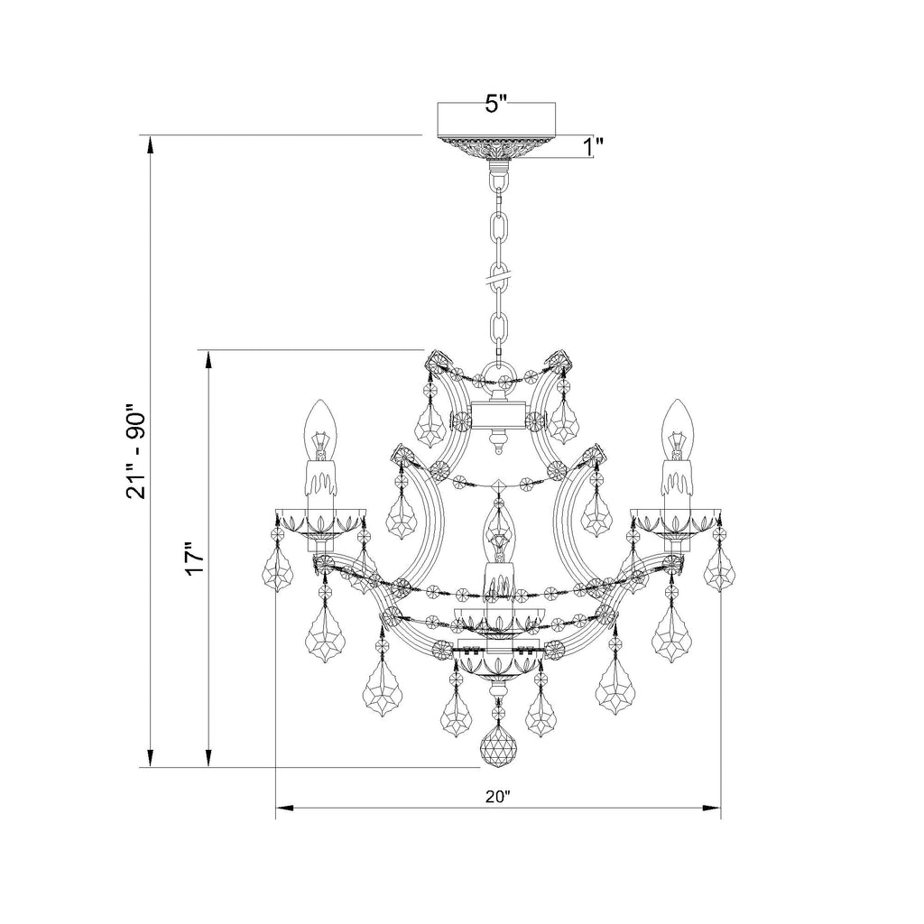 Crystorama Maria Theresa 20'' Chandelier - Product Dimensions
