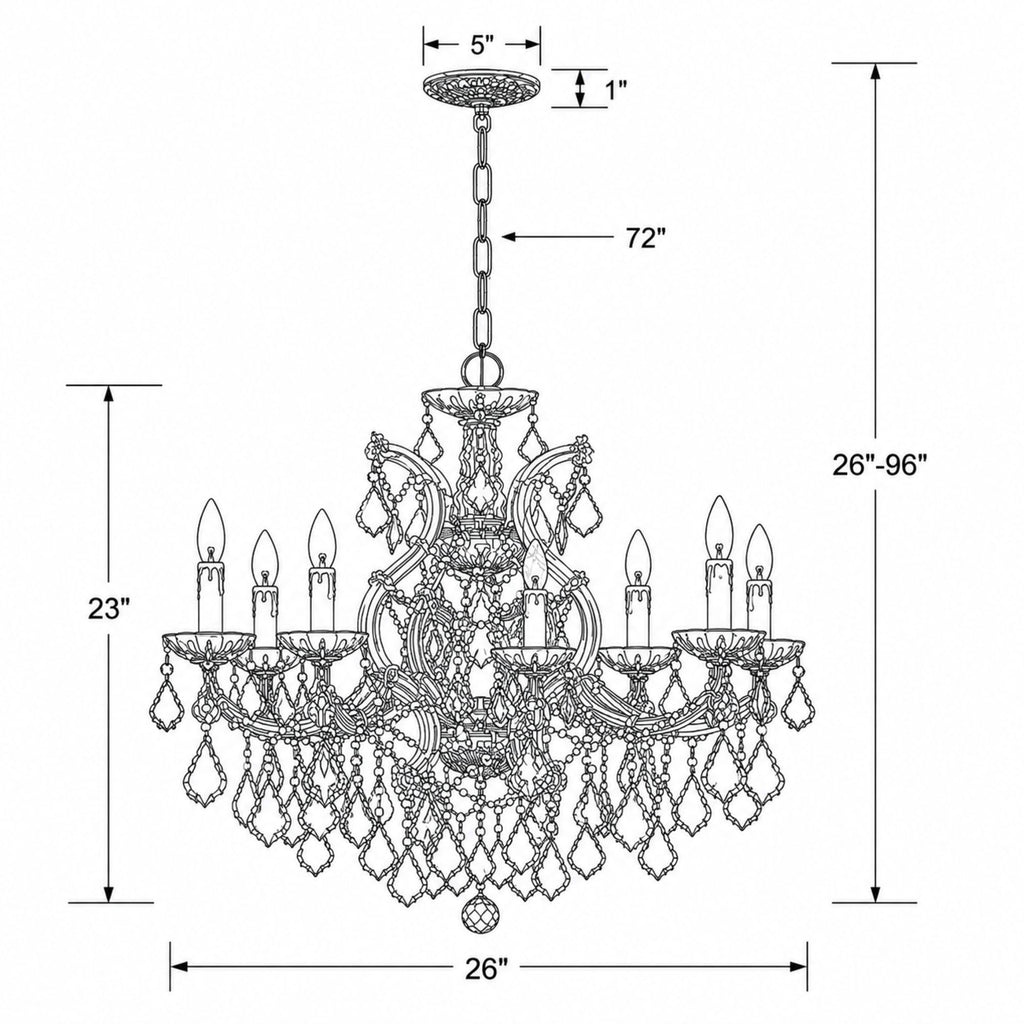 Crystorama Maria Theresa 26'' Chandelier - Product Dimensions