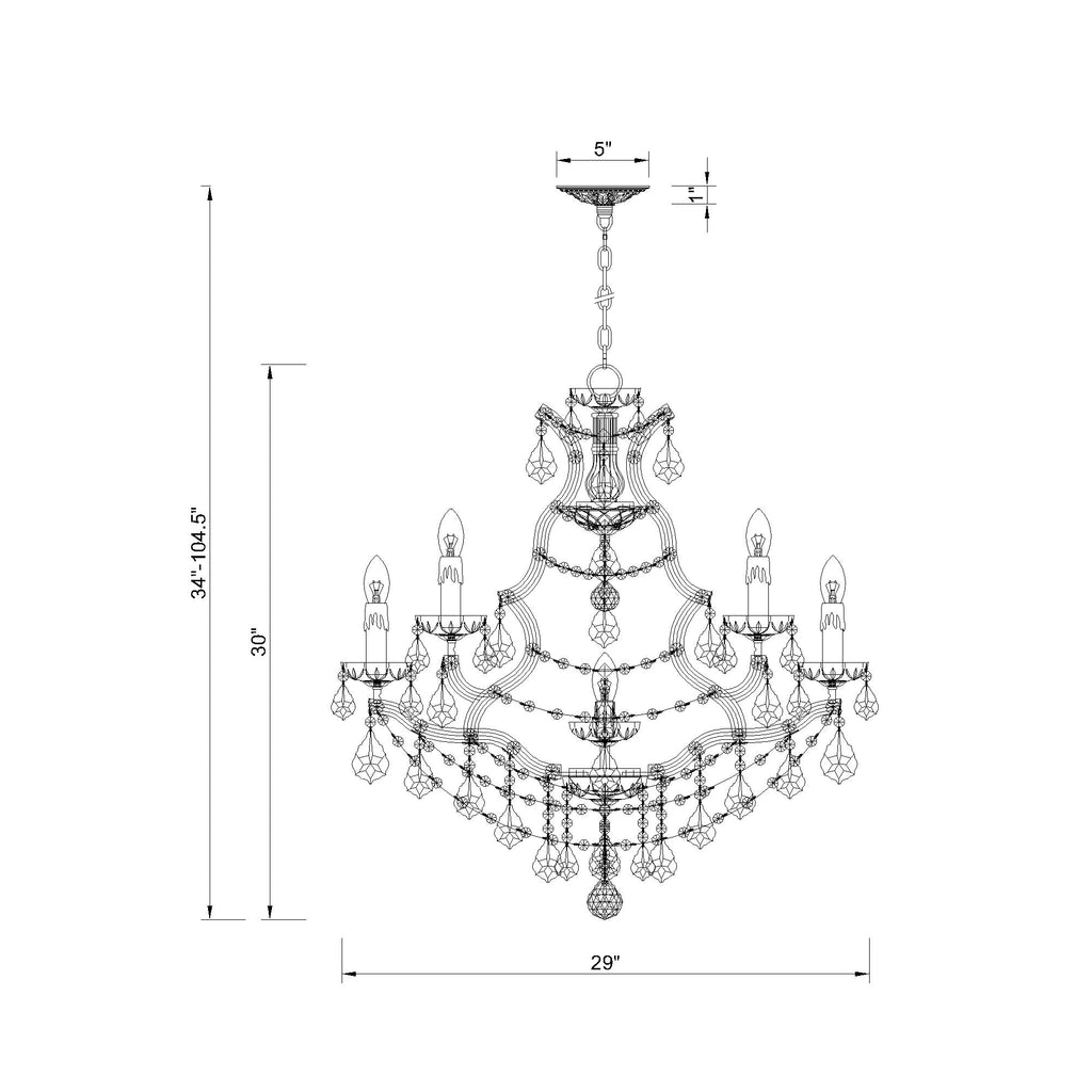 Crystorama Maria Theresa 28'' Chandelier - Product Dimensions