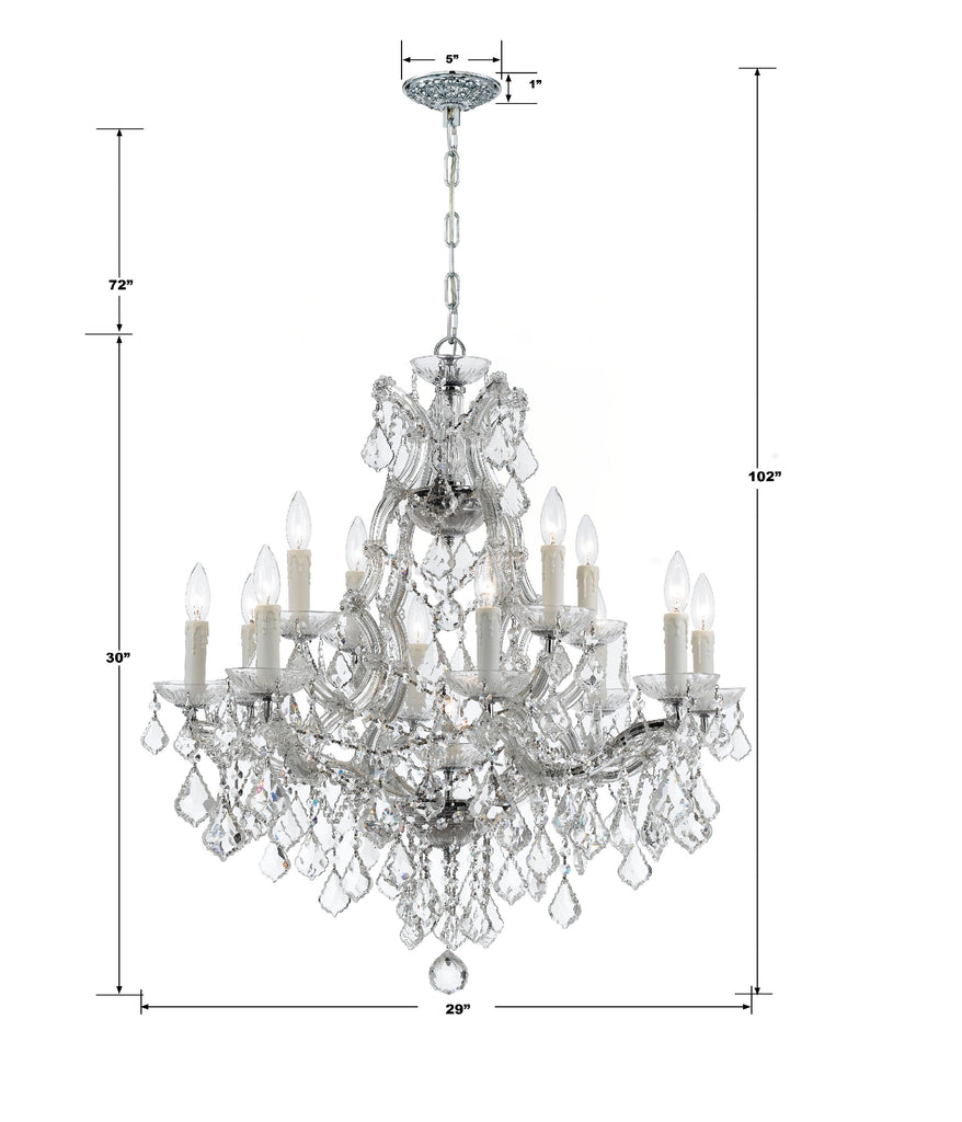 4412-CH-CL-MWP Maria Theresa 13 Light Chandelier | Dimensions Image