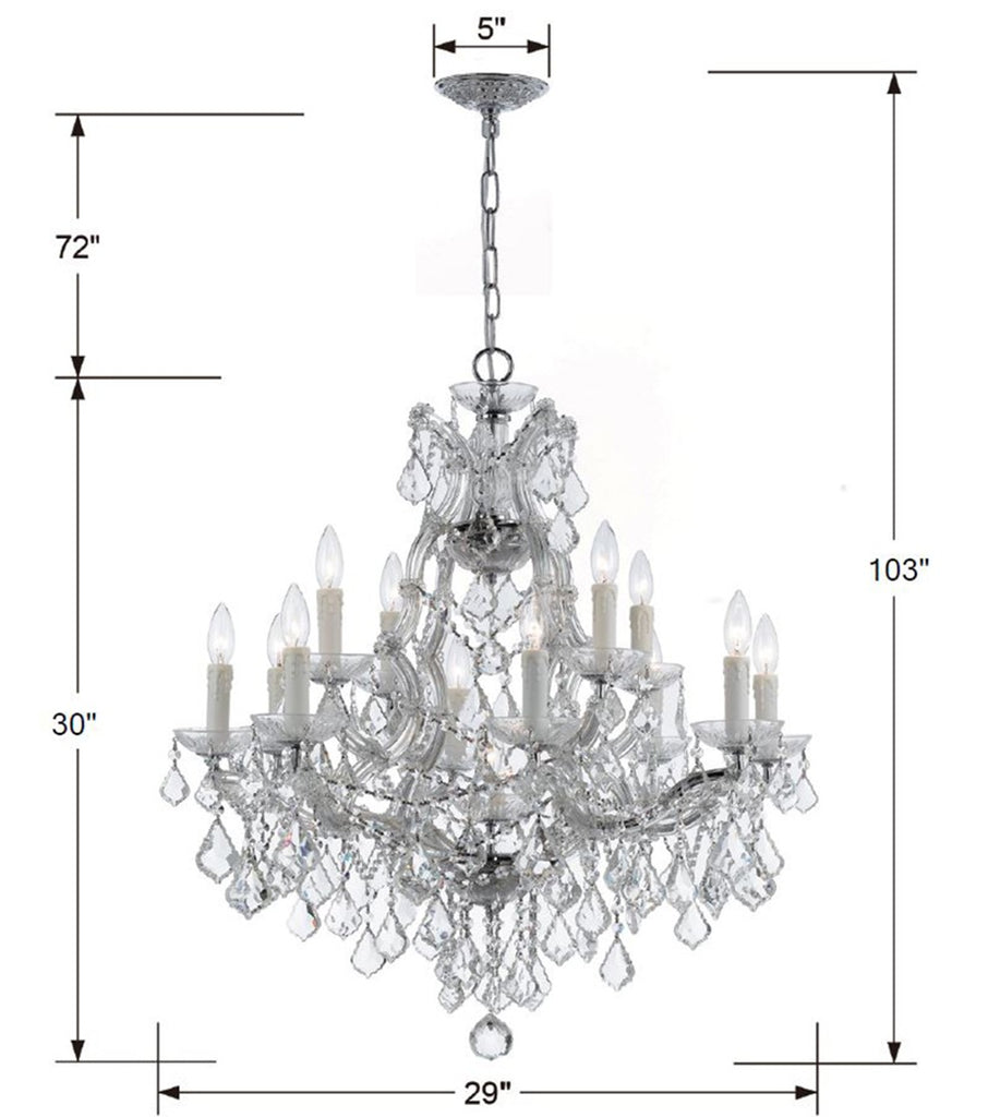 4412-CH-CL-S Maria Theresa 13 Light Chandelier | Dimensions Image