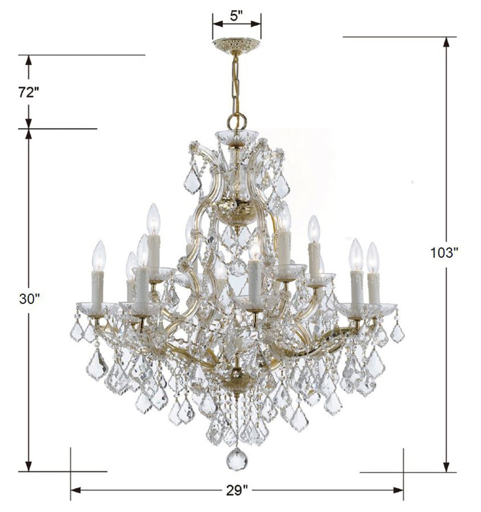 4412-GD-CL-MWP Maria Theresa 13 Light Chandelier | Dimensions Image