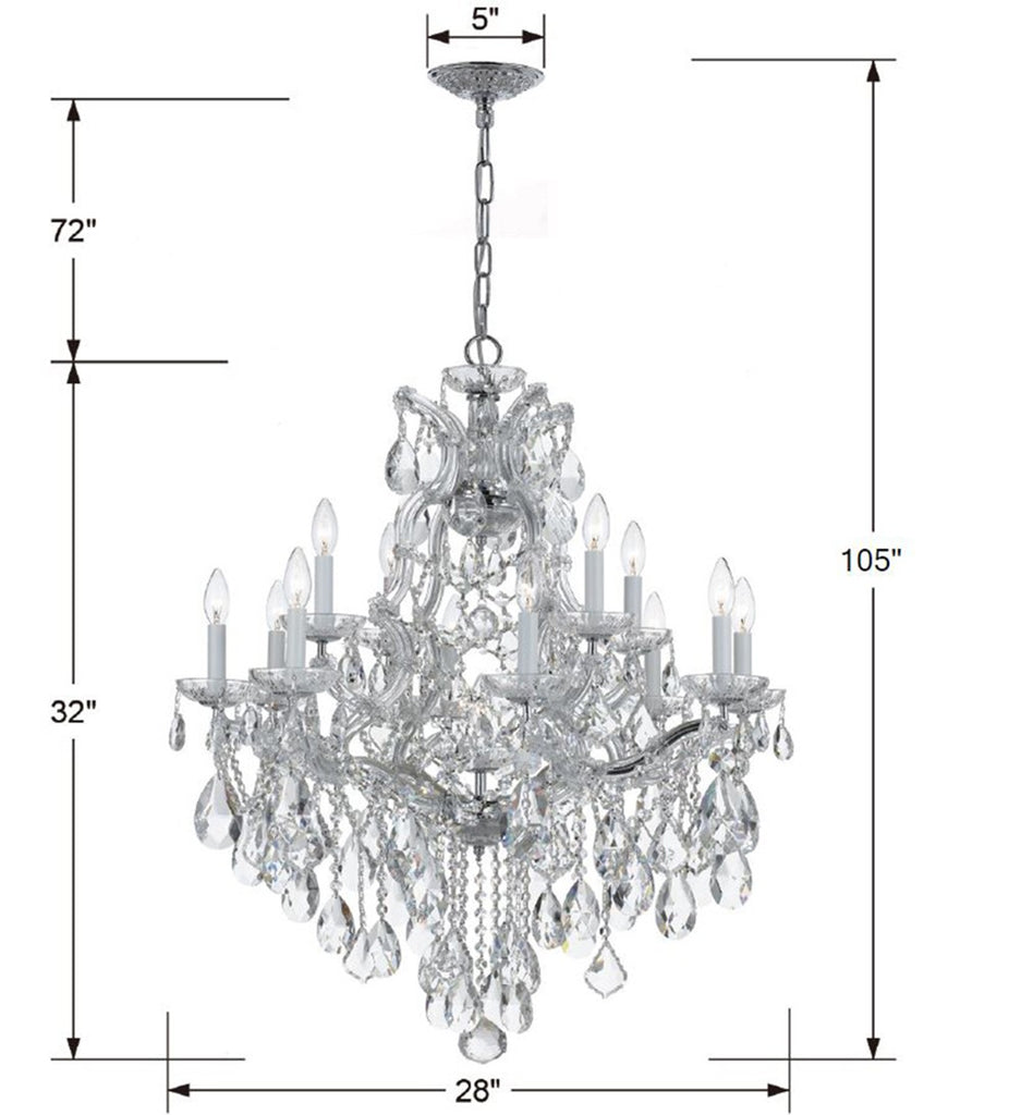 4413-CH-CL-SAQ Maria Theresa 13 Light Chandelier | Dimensions Image