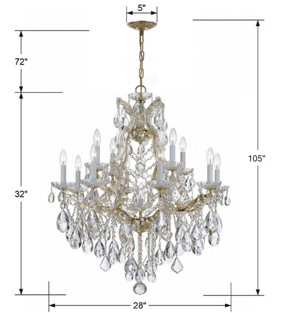 4413-GD-CL-MWP Maria Theresa 13 Light Chandelier | Dimensions Image