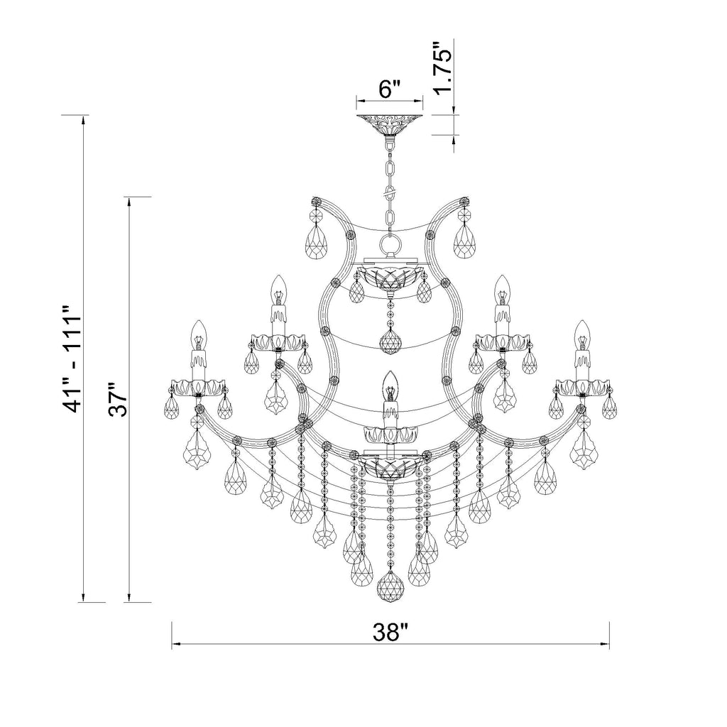 Crystorama Maria Theresa 38'' Chandelier - Product Dimensions