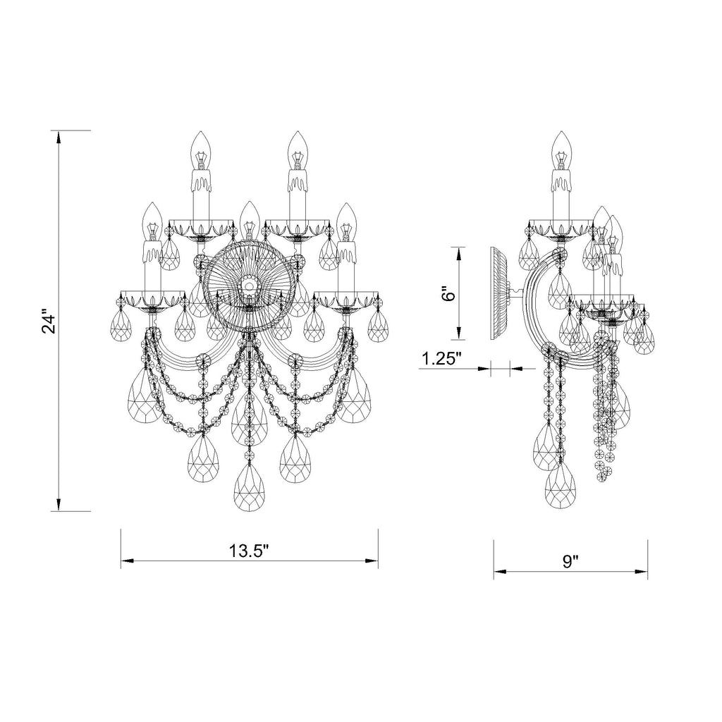 Crystorama Maria Theresa 13.5'' Sconce - Product Dimensions