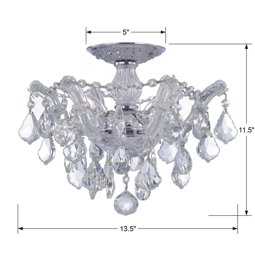 4430-CH-CL-MWP Maria Theresa 3 Light Semi Flush | Dimensions Image