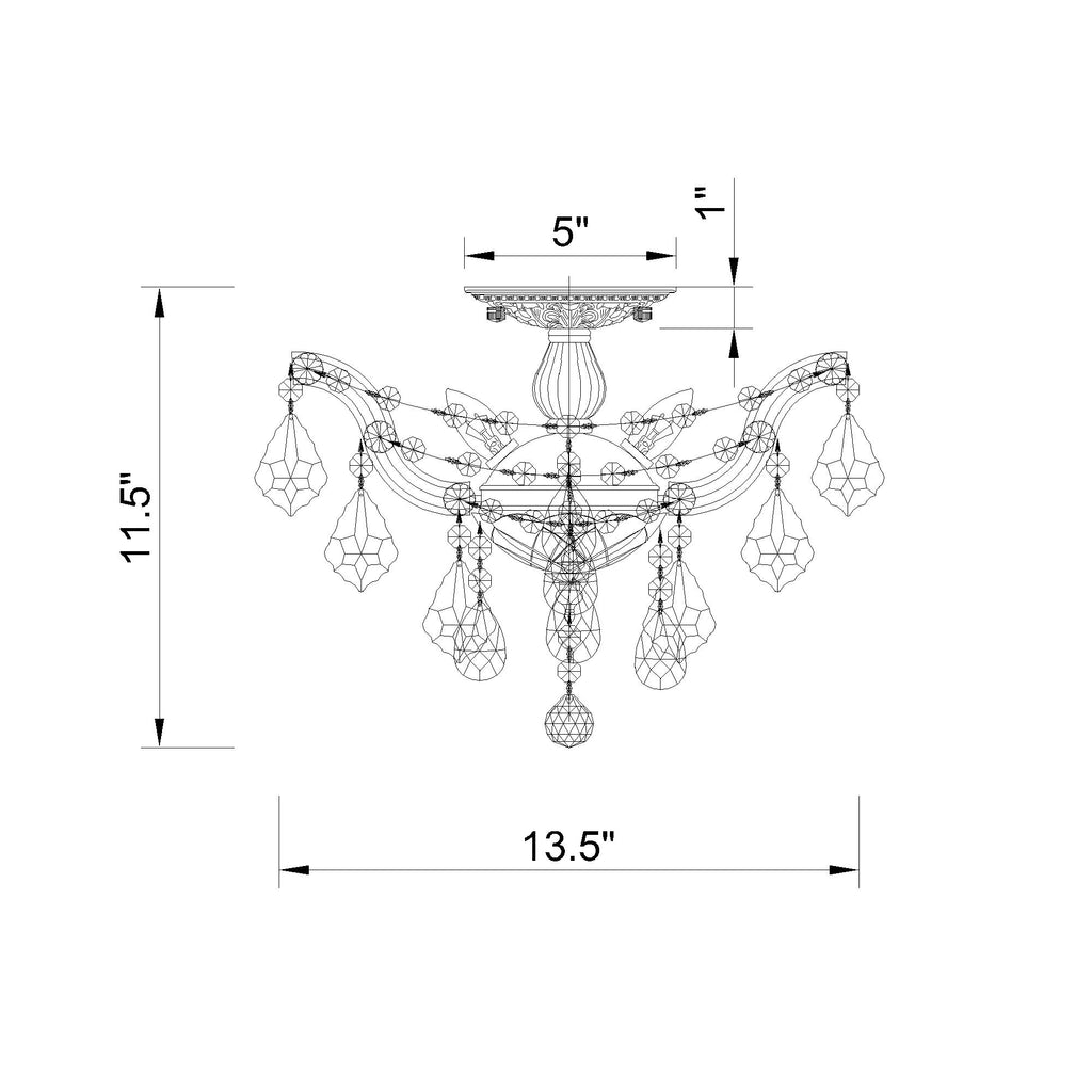 Crystorama Maria Theresa 13.5'' Semi Flush Mount - Product Dimensions