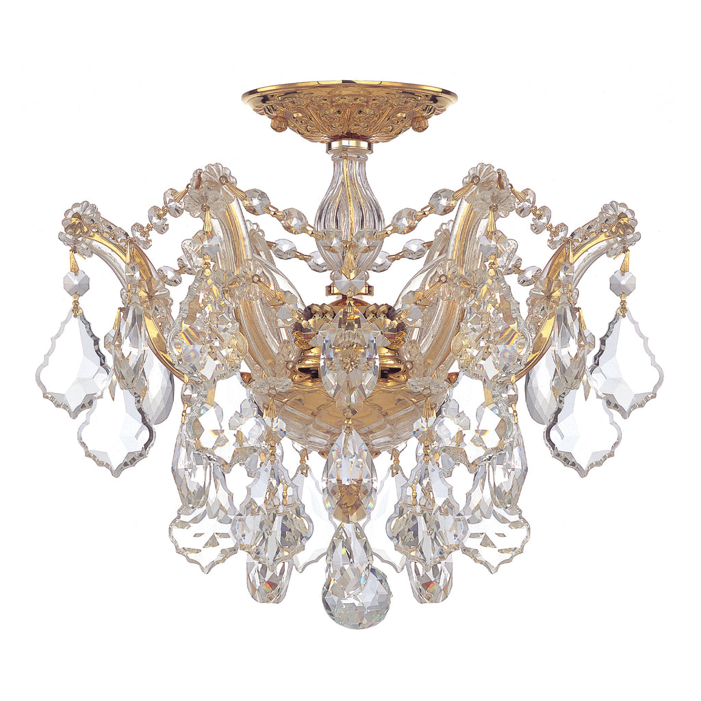 4430-GD-CL-MWP Maria Theresa 3 Light Semi Flush | Main Image