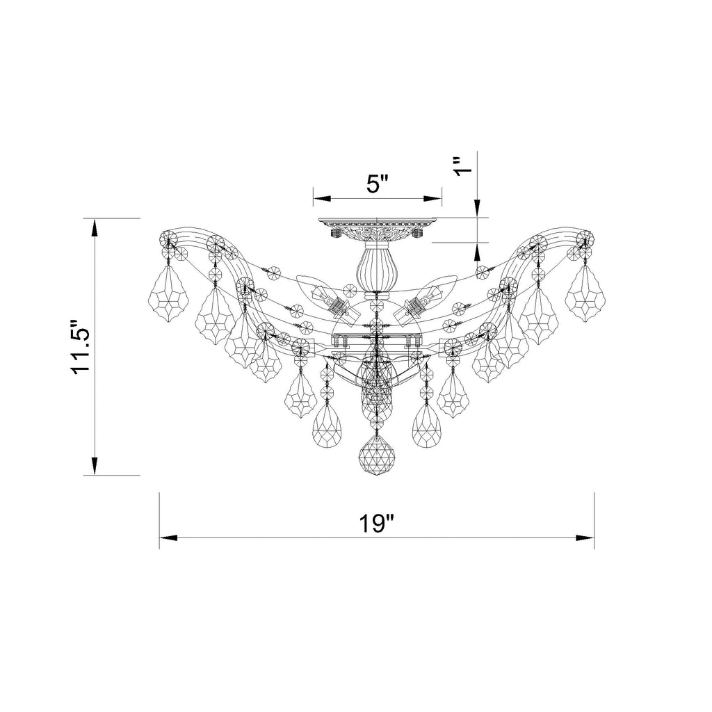 Crystorama Maria Theresa 19'' Semi Flush Mount - Product Dimensions