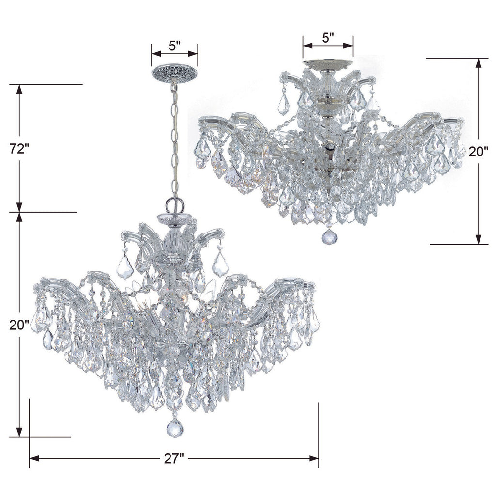 4439-CH-CL-SAQ_CEILING Maria Theresa 6 Light Semi Flush | Dimensions Image