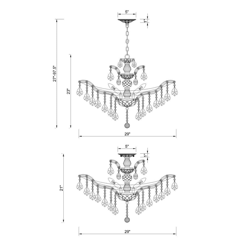 Crystorama Maria Theresa 29'' Semi Flush Mount - Product Dimensions