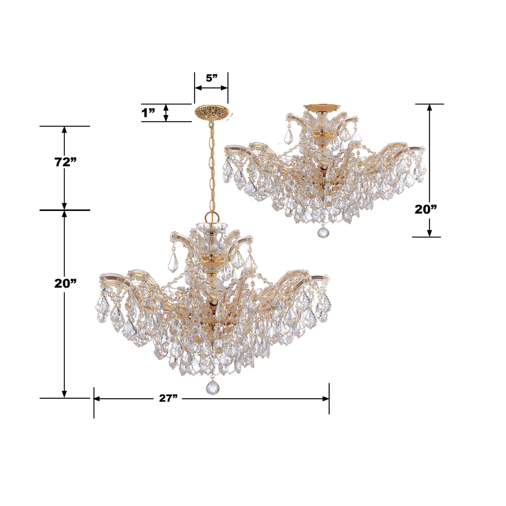 4439-GD-CL-MWP Maria Theresa 6 Light Chandelier | Dimensions Image