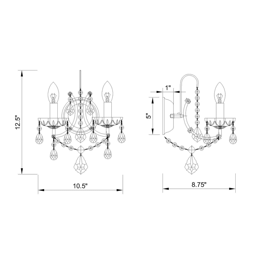 Crystorama Filmore 10.5'' Sconce - Product Dimensions