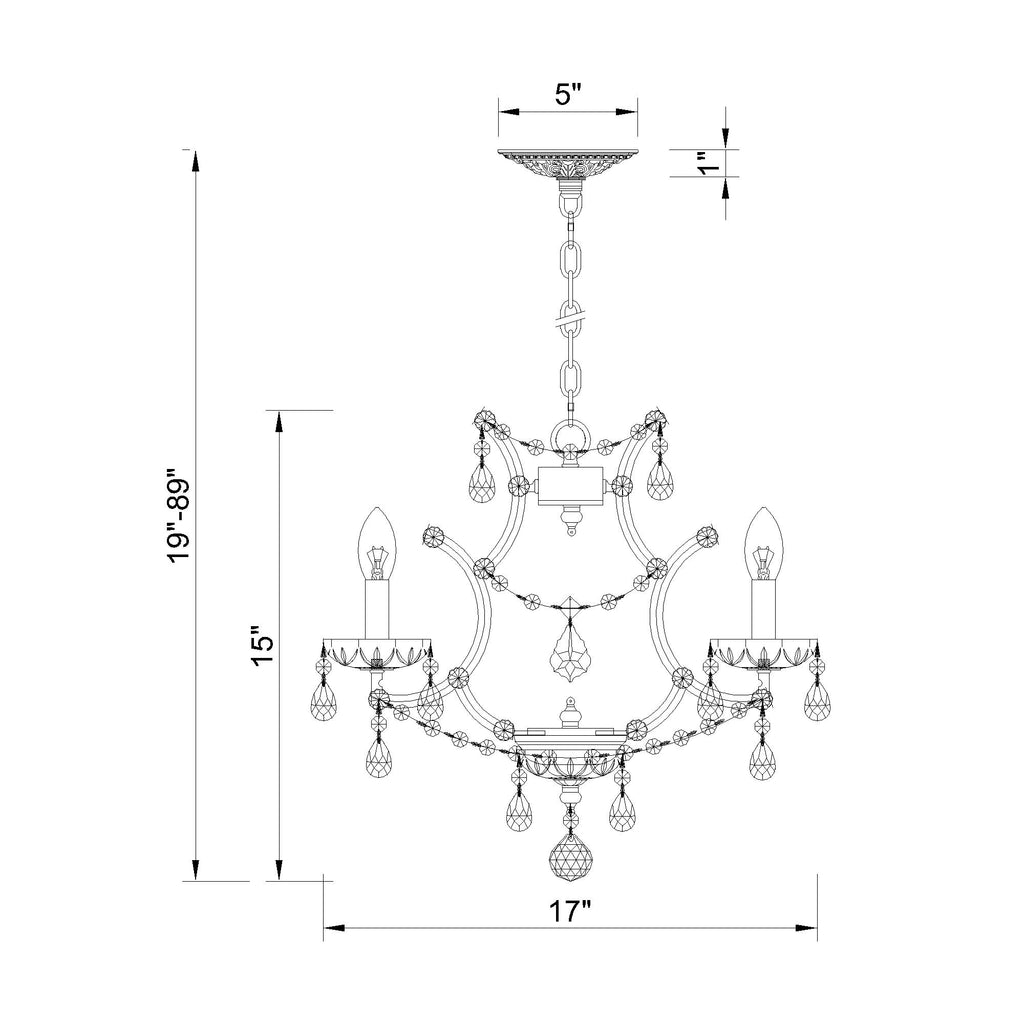 Crystorama Filmore 17.5'' Chandelier - Product Dimensions
